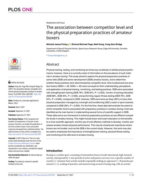 The association between competitor level and the physical .